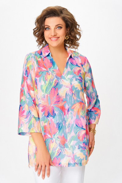 Блуза Swallow 859 многоцветный_цветочный_принт - фото 4