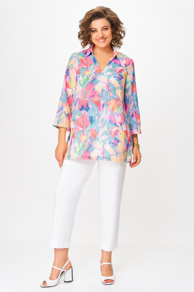 Блуза Swallow 859 многоцветный_цветочный_принт - фото 1