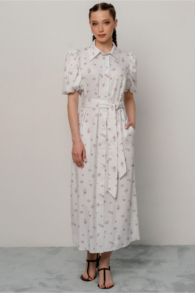 Платье JRSy 2553 розовые_бутоны_на_белом - фото 1
