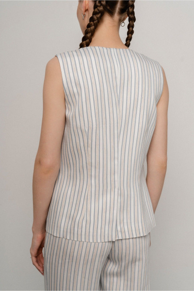 Жилет JRSy 2575 голубо-бело-бежевая_полоса - фото 5