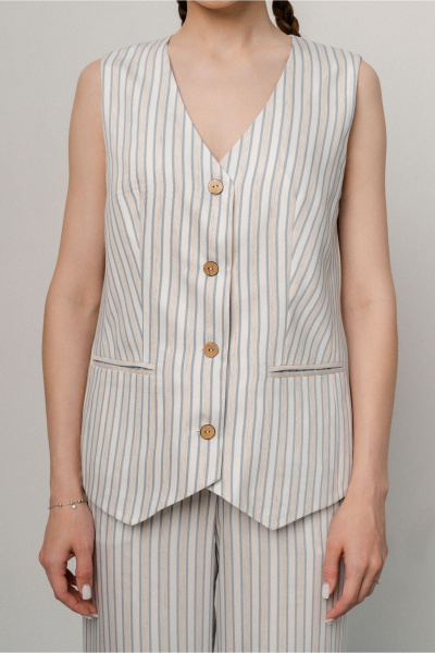 Жилет JRSy 2575 голубо-бело-бежевая_полоса - фото 4
