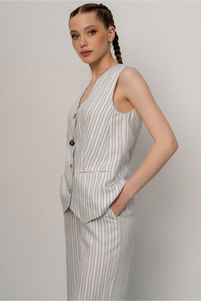 Жилет JRSy 2575 голубо-бело-бежевая_полоса - фото 2