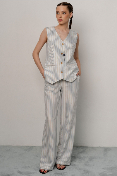 Брюки JRSy 2576 голубо-бело-бежевая_полоса - фото 1