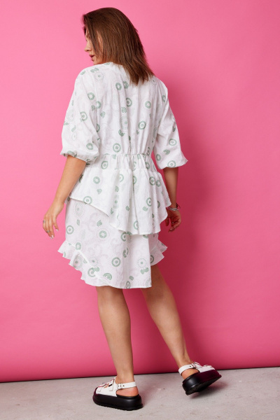 Платье BegiModa 1056 шалфей_на_белом - фото 8