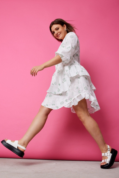 Платье BegiModa 1056 шалфей_на_белом - фото 7