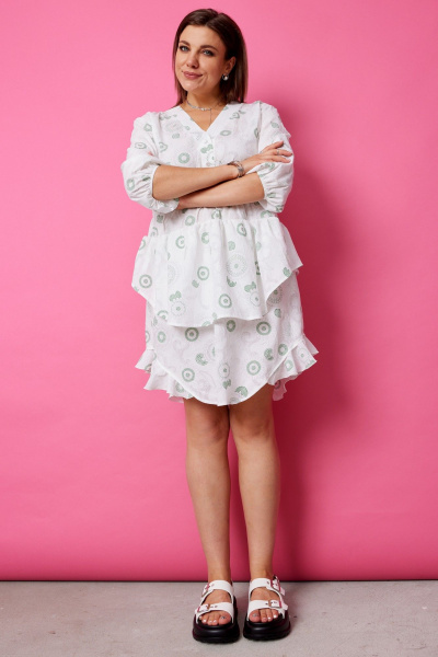 Платье BegiModa 1056 шалфей_на_белом - фото 6