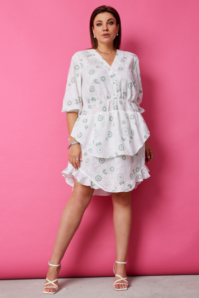 Платье BegiModa 1056 шалфей_на_белом - фото 3