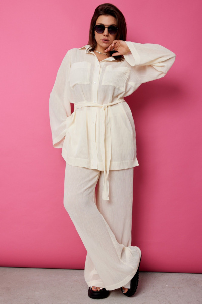 Блуза, брюки BegiModa 3095 пломбир - фото 1