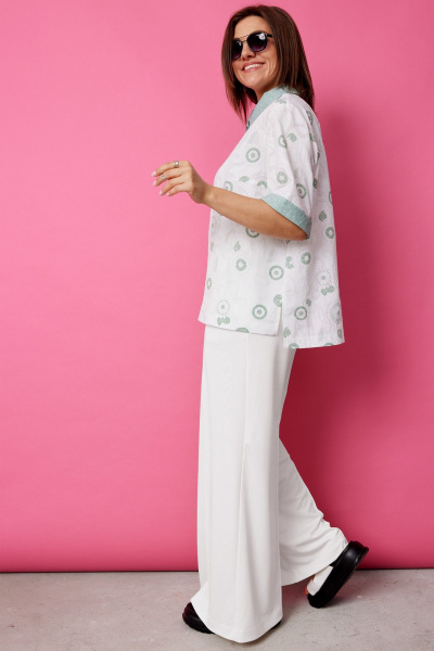 Блуза BegiModa 4132 шалфей_на_белом - фото 8