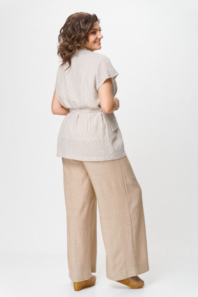 Брюки, жилет, топ Michel chic 1429 бежевый-белый_полоска_узкакая - фото 5