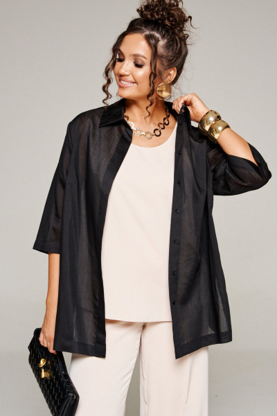 Блуза, брюки, топ Beautiful&Free 6359 черный+бежевый - фото 5