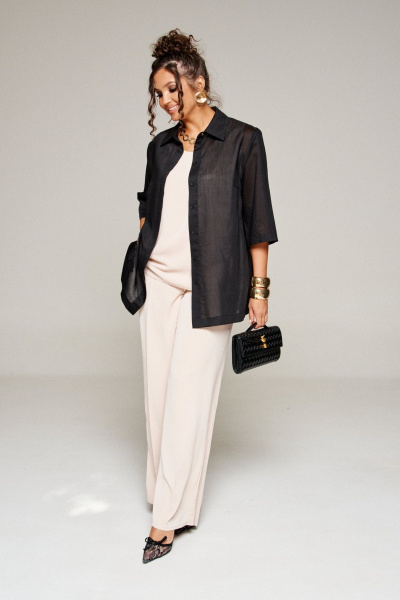 Блуза, брюки, топ Beautiful&Free 6359 черный+бежевый - фото 3