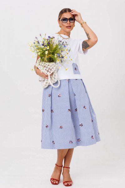 Майка, юбка Anastasia 1248.1 белый/голубой - фото 1