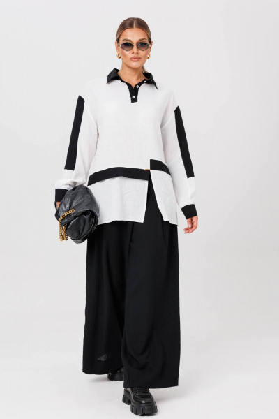 Блуза, брюки Anastasia 1242 бело-черный - фото 5