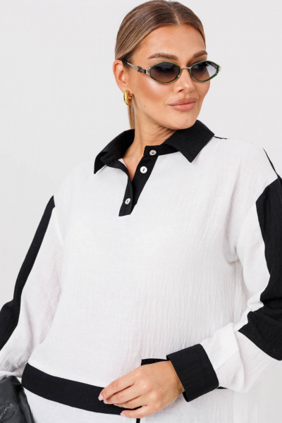 Блуза, брюки Anastasia 1242 бело-черный - фото 3