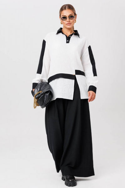 Блуза, брюки Anastasia 1242 бело-черный - фото 1