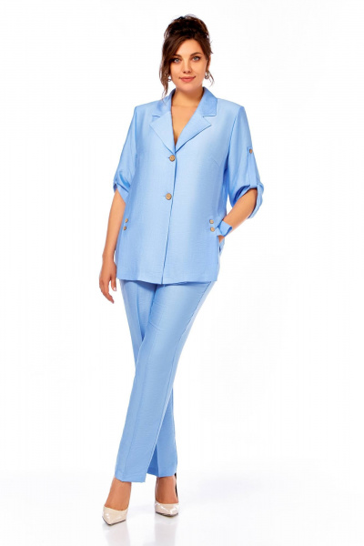 Брюки, жакет Ольга Стиль С-852 голубой - фото 2