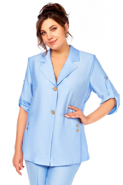 Брюки, жакет Ольга Стиль С-852 голубой - фото 1