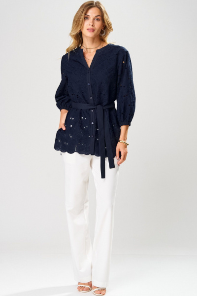 Блуза, брюки Laikony L-253 синий+белый - фото 2