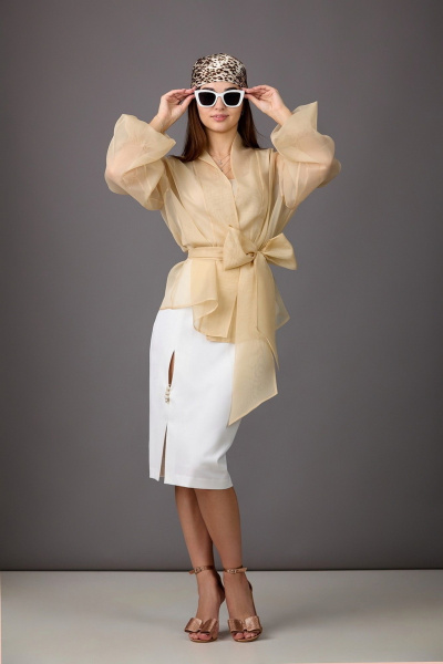 Блуза, юбка Rosheli 1152/1 бежевый_молочный - фото 2