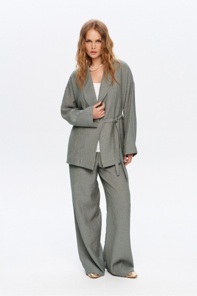 Блуза, брюки PiRS 5955 серо-зеленый - фото 4