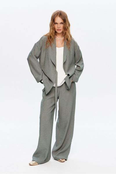 Блуза, брюки PiRS 5955 серо-зеленый - фото 1