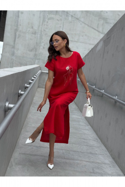 Платье Dilana VIP 2100 красный - фото 2