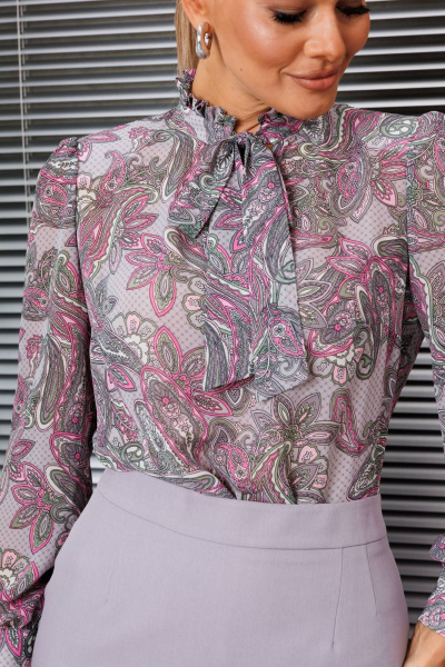 Блуза, жилет, юбка Мода Юрс 2538 серый_огурцы - фото 4