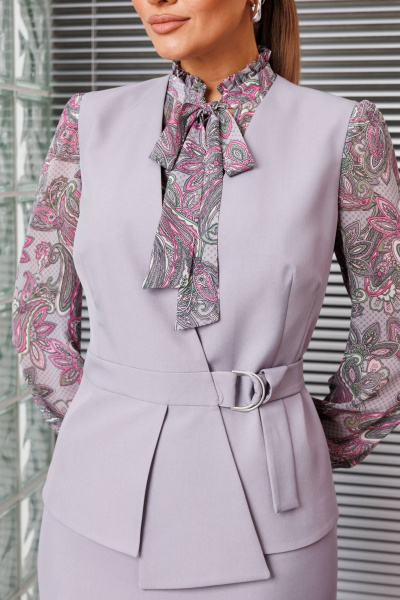 Блуза, жилет, юбка Мода Юрс 2538 серый_огурцы - фото 3