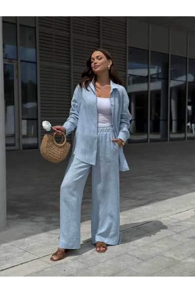 Брюки, рубашка Dilana VIP 2105 голубой_меланж - фото 7