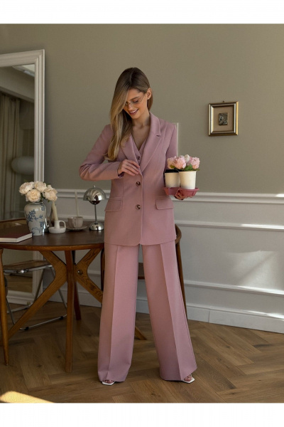 Брюки, жакет, жилет Dilana VIP 1993 пудра - фото 11