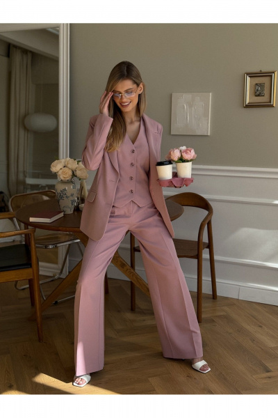 Брюки, жакет, жилет Dilana VIP 1993 пудра - фото 6