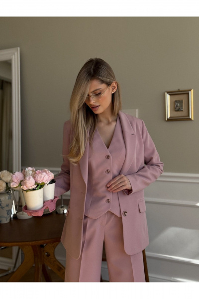 Брюки, жакет, жилет Dilana VIP 1993 пудра - фото 5