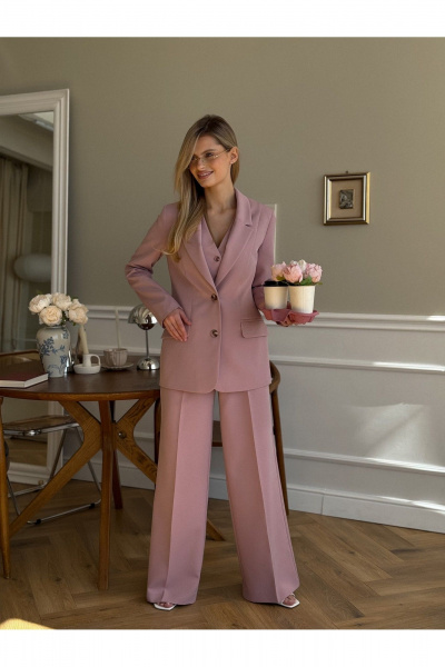 Брюки, жакет, жилет Dilana VIP 1993 пудра - фото 1