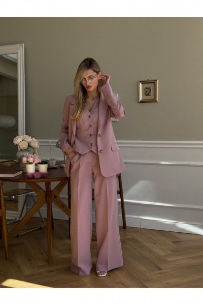 Брюки, жакет, жилет Dilana VIP 1993 пудра - фото 3