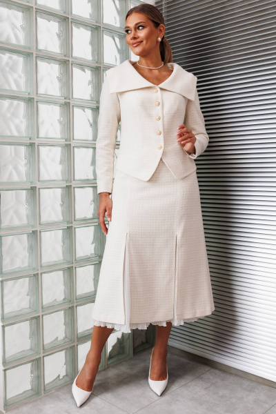Жакет, юбка Мода Юрс 2923 молочный - фото 2