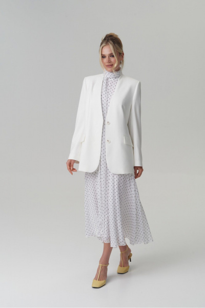 Модель жакета с шлицей, воротом «апаш» и мягкой тканью HELEN BIRCH J037а молочный - фото 5