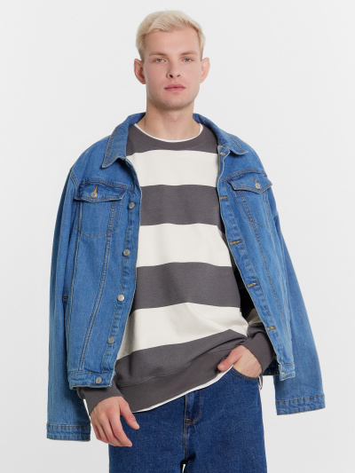 Свитшот Mark Formelle 121813/1/24-3544П-7(3) серо_молочная_полоска - фото 13