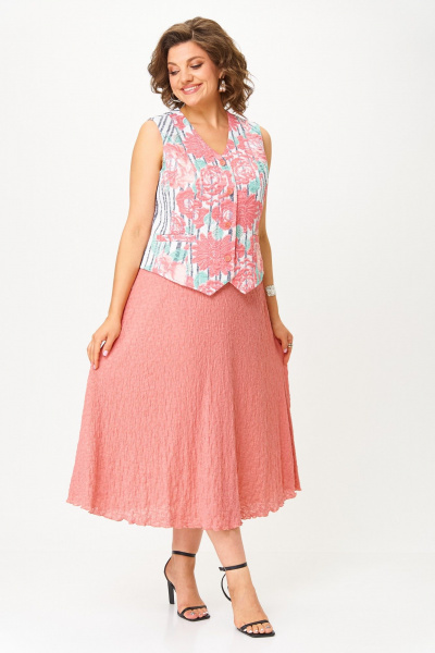 Жилет, юбка ANASTASIA MAK 1251 молочный+лосось - фото 3