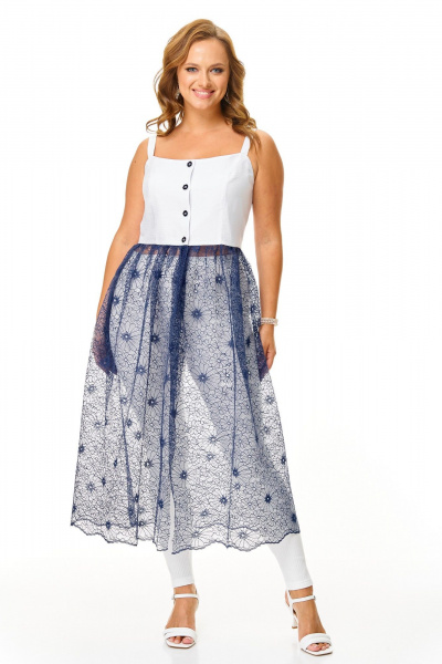 Сарафан, юбка T&N 7667 белый-синий - фото 12