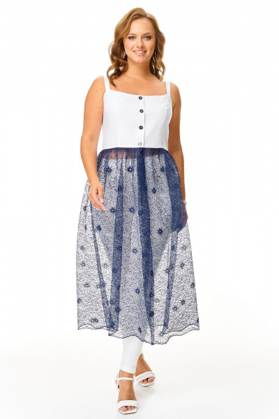 Сарафан, юбка T&N 7667 белый-синий - фото 11