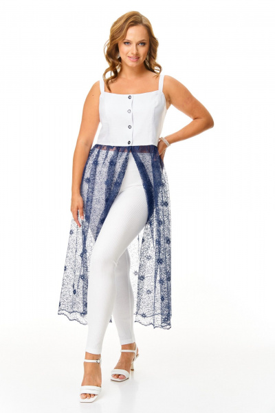 Сарафан, юбка T&N 7667 белый-синий - фото 8