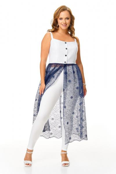Сарафан, юбка T&N 7667 белый-синий - фото 7