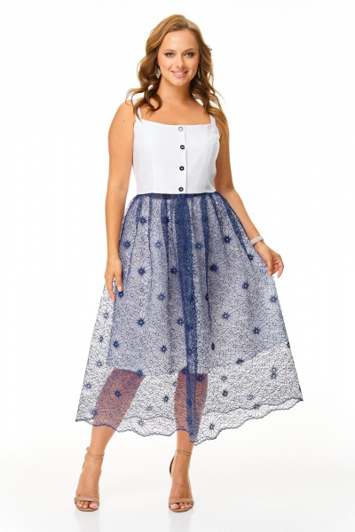 Сарафан, юбка T&N 7667 белый-синий - фото 1