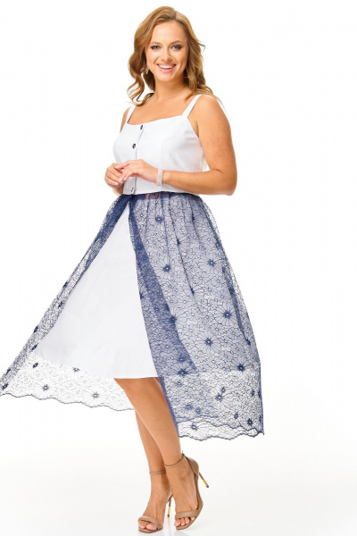 Сарафан, юбка T&N 7667 белый-синий - фото 3