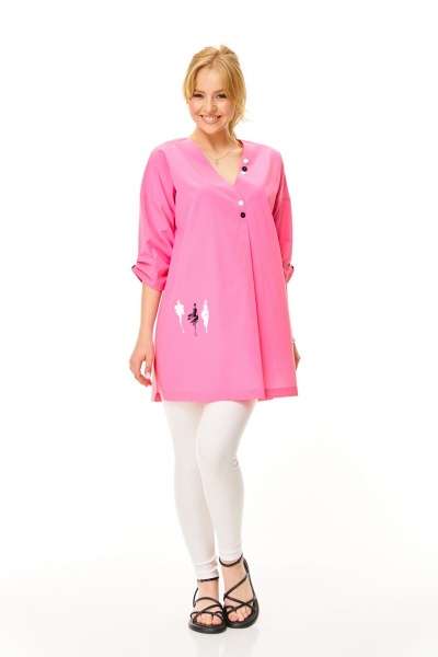 Леггинсы, туника T&N 7669 роза-белый - фото 1