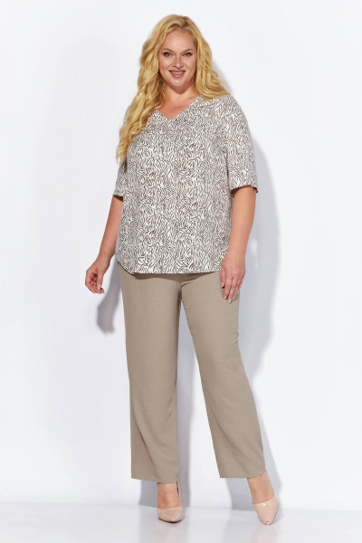 Блуза, брюки Линия Л А-2080 темно-бежевый - фото 1