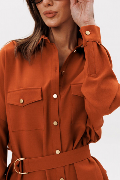 Блуза, юбка Ларс Стиль 1094 терракотовый-синий - фото 4