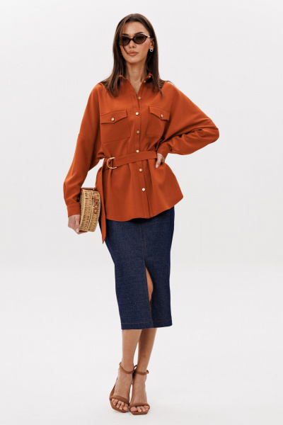 Блуза, юбка Ларс Стиль 1094 терракотовый-синий - фото 1