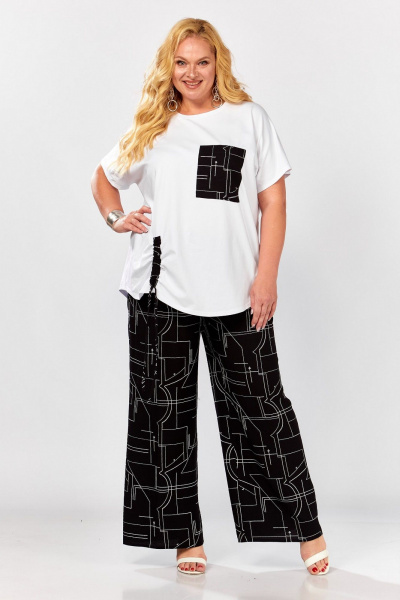 Блуза, брюки Koketka i K 1297 черный+белый - фото 4